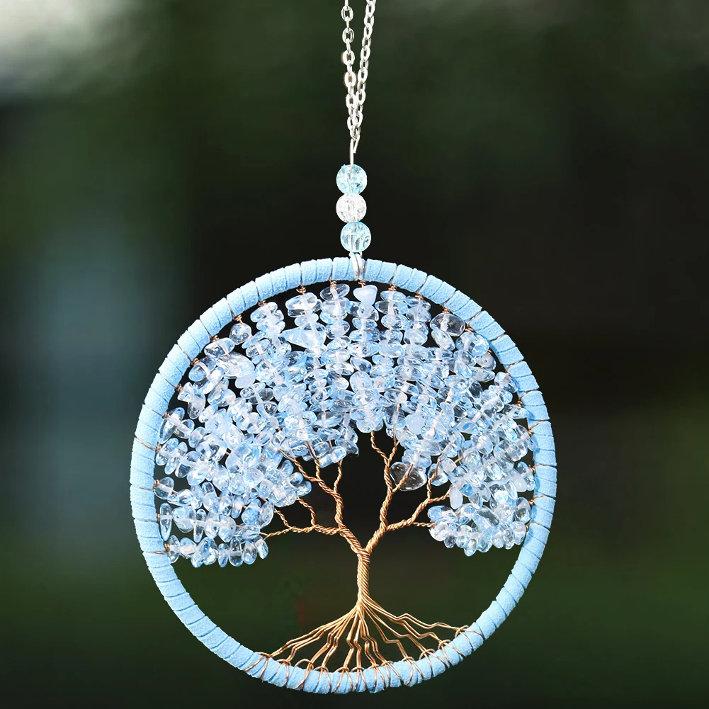 Amethyst Tree of Life Wall Hanging Decor Car Pendant Chakra Feng Shui Crystal Stone Dream Catcher Meditation Wedding Home Decor 3