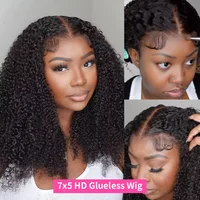 250% crépus bouclés 13x6 HD dentelle frontale perruque porter Go sans colle perruque Afro bouclés perruques de cheveux humains 7x5 HD Transparent dentelle fermeture perruque 3