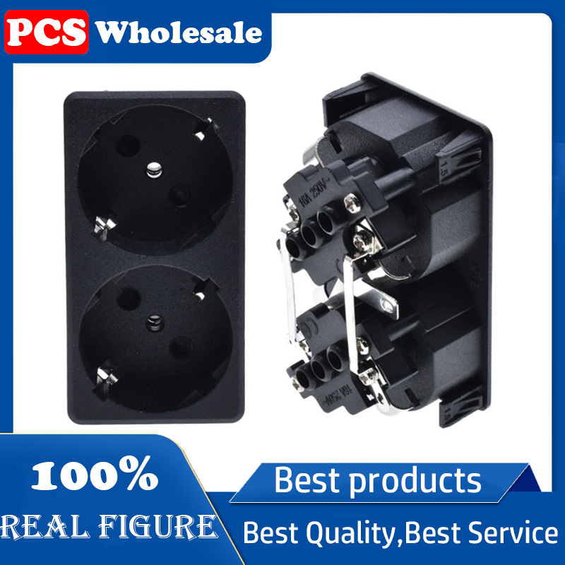 European standard power socket double, two socket two round hole embedded oblique plug European standard row plug