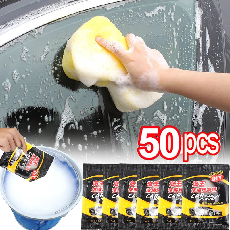 Car Wash Powder 1-50PCS Car Cleaning Shampoo Cars Paint Care Coating Cleaning Cars Soap Powder Foam Windshield Wash Accessories