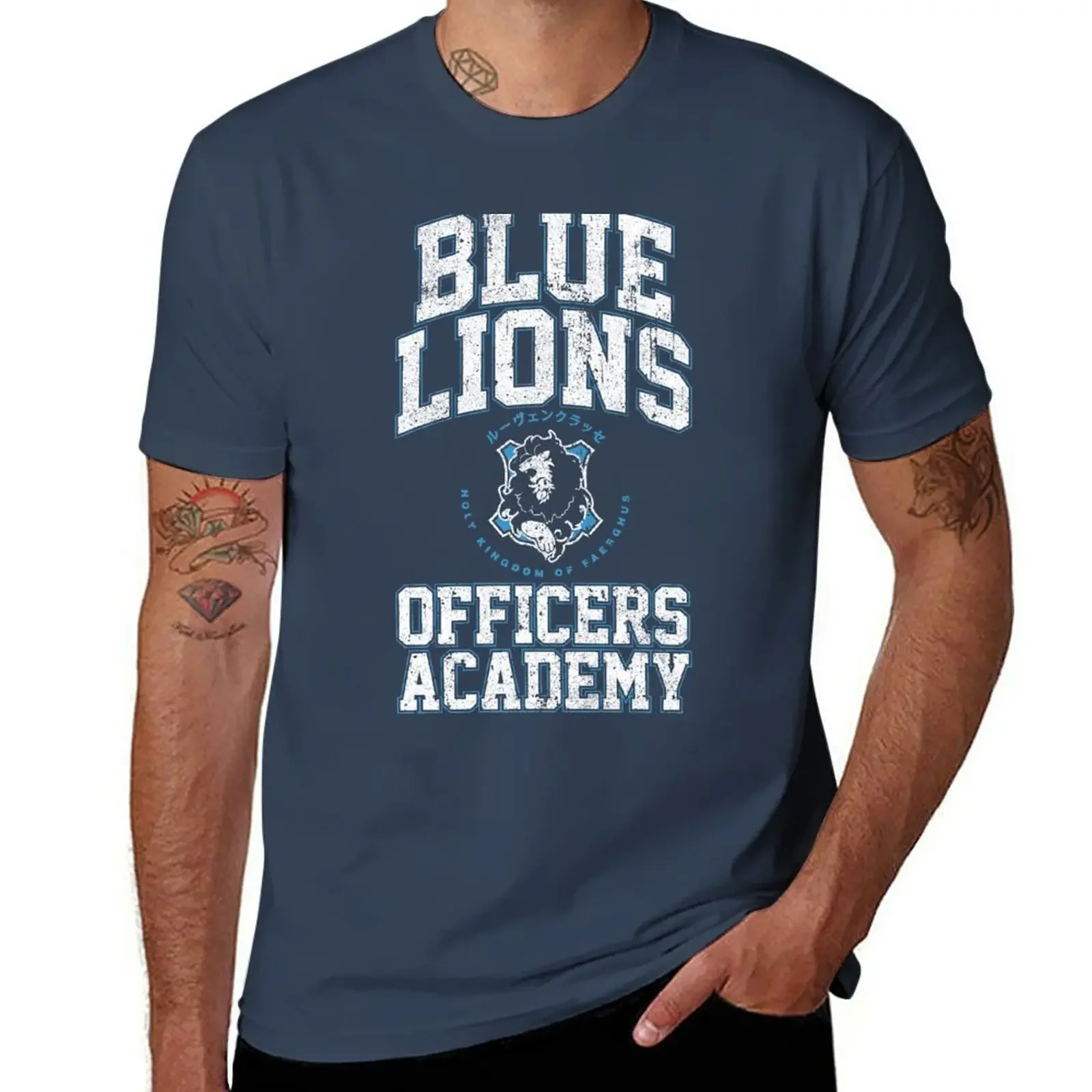 

Blue Lions Officers Academy T-Shirt Aesthetic clothing cute tops Short sleeve tee men