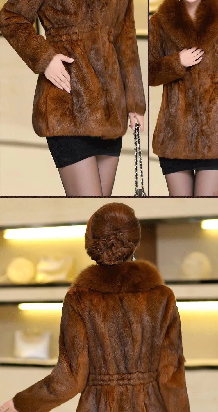 Top Quality M-6XL Oversize Jacket Chic and Elegant Women Fuax Fur Coat Very Warm Windproof Faux Mink Fur Mom V-neck Outfit