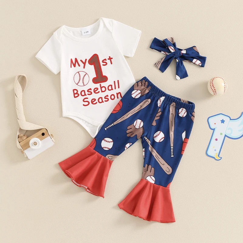 

Baby Girl Baseball Outfit My 1st Baseball Season Bodysuit Baseball Flare Pants Game Day Bell Bottoms Coming Home Set