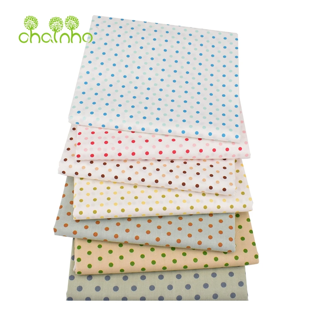 Chainho,Printed Twill Weave Cotton Fabric,Patchwork Cloth,DIY Sewing Quilting Material,Dot Series,2 Specification,CC272