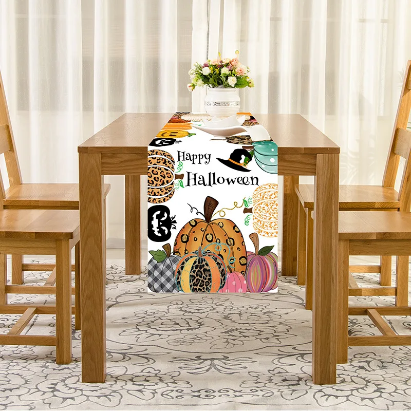 

Скатерть льняная Осенняя в виде тыквы, 33*183 см