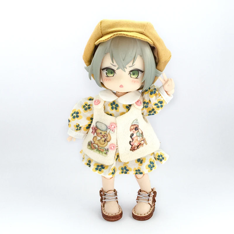 Ob11 Ins Dress Clothes Suit Lolita Dolls Dress With Floral Pattern Outfit Skirt Hat For 1/12 Bjd Obitsu 11 Gsc Ymy P9 Molly Doll 4