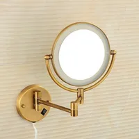 Rose Gold Led Folding Bathroom Mirror Wall Mounted Lighted Home Hotell Bathroom Makeup Mirror 5X Magnifying Plug Bath Mirrors - Image 2