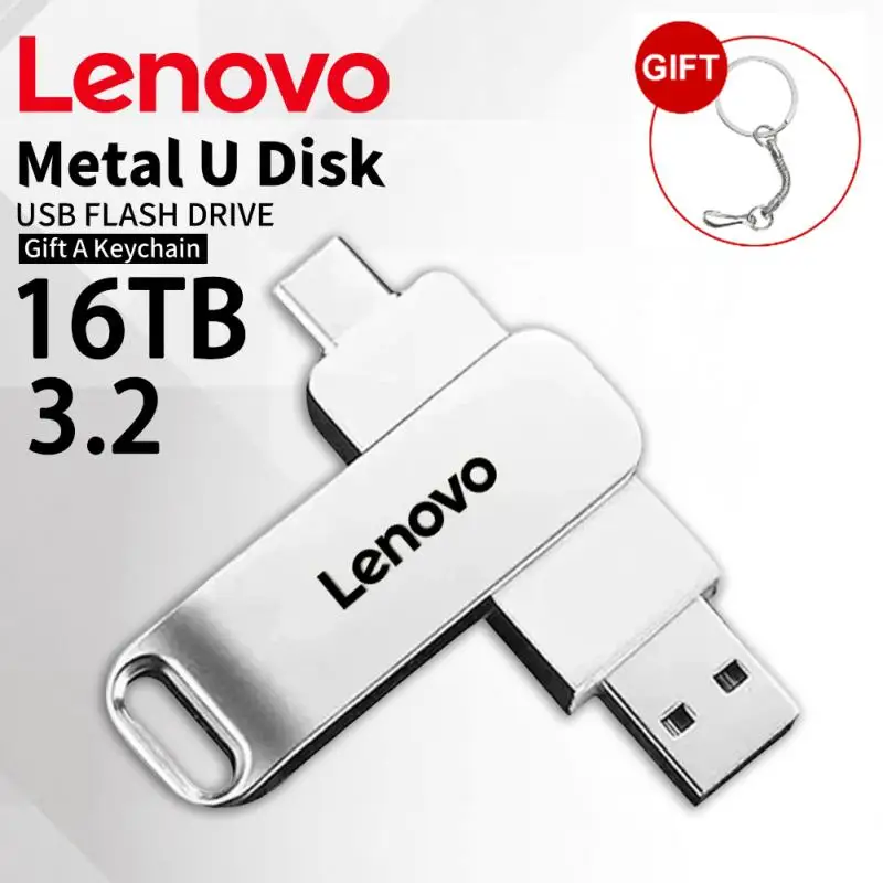 Flash Drive Lenovo 16TB USB Flash Drives Mini Metal Real Capacity Memory Stick Pen Drive Creative Business Gift Storage U Disk