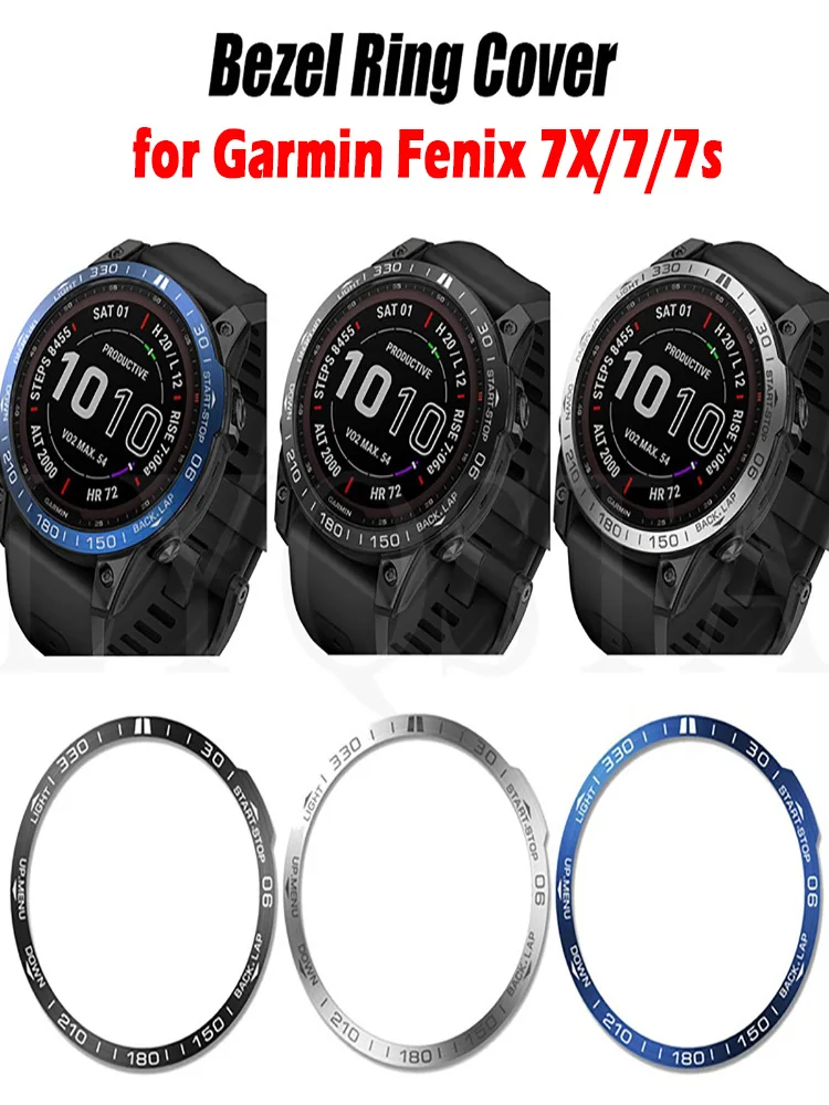 Stainless Steel Bezel Ring For Garmin Fenix 7X 7 7S Smartwatch Bezel Ring Adhesive Cover Anti Scratch  Protector For Garmin 7X