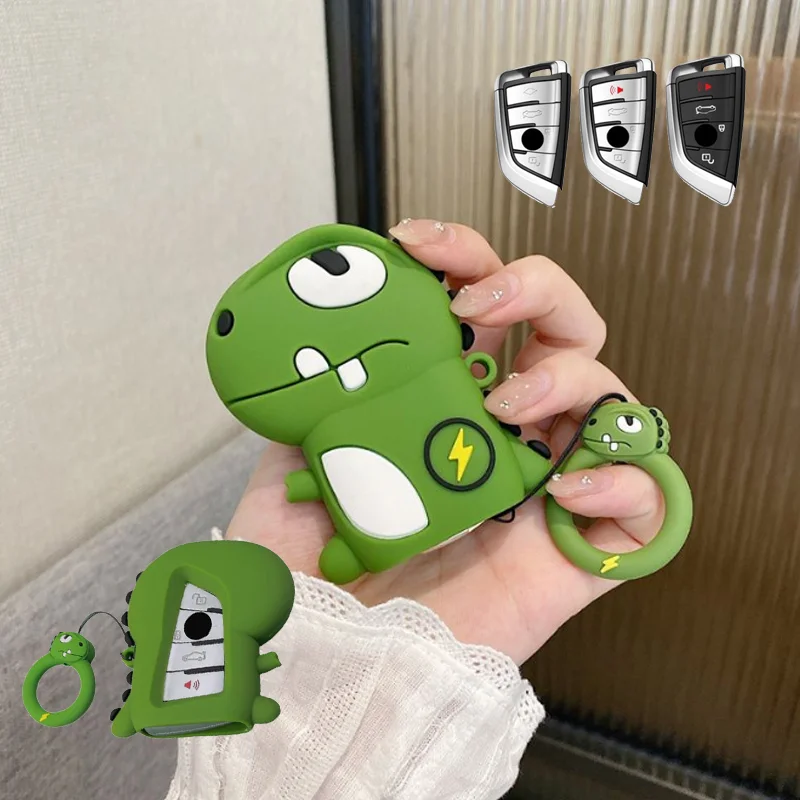Cartoon Dinosaurier für Bmw F20 G20 G30 X1 X3 X4 X5 G05 X6 X7 G11 F15 F16 G01 G02 F48 Smart Remote Auto Schlüssel Fall Abdeckung Fob Schlüsselbund