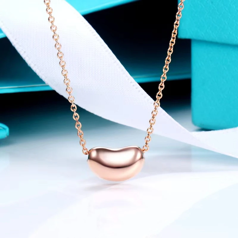 Fashion Gold Bean Necklace For Women s925 Silver Dainty Necklace Hypoallergenic Minimalist Jewelry Christmas Gift Idea For Girls