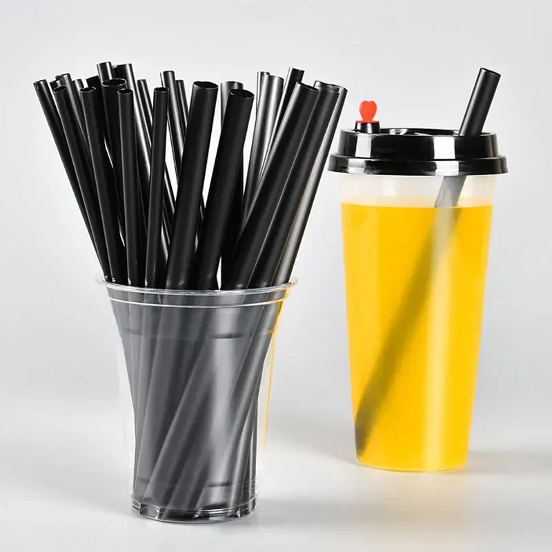100pcs Big Milkshake Straws Bubble Boba Milk Tea Plastic Thick Straws Smoothie Cold Drinking Drinkware Bar Accessories Disposable Plastic Straws