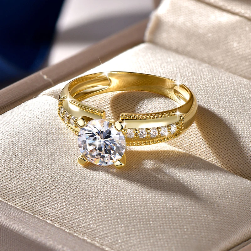 Rrjzz 7 mm 1,25 CT Solitär-Verlobungsringe mit rundem Schliff und simuliertem Diamant für Damen, klassischer Hochzeits-Brautring, Schmuck, Geschenke – Detail 7