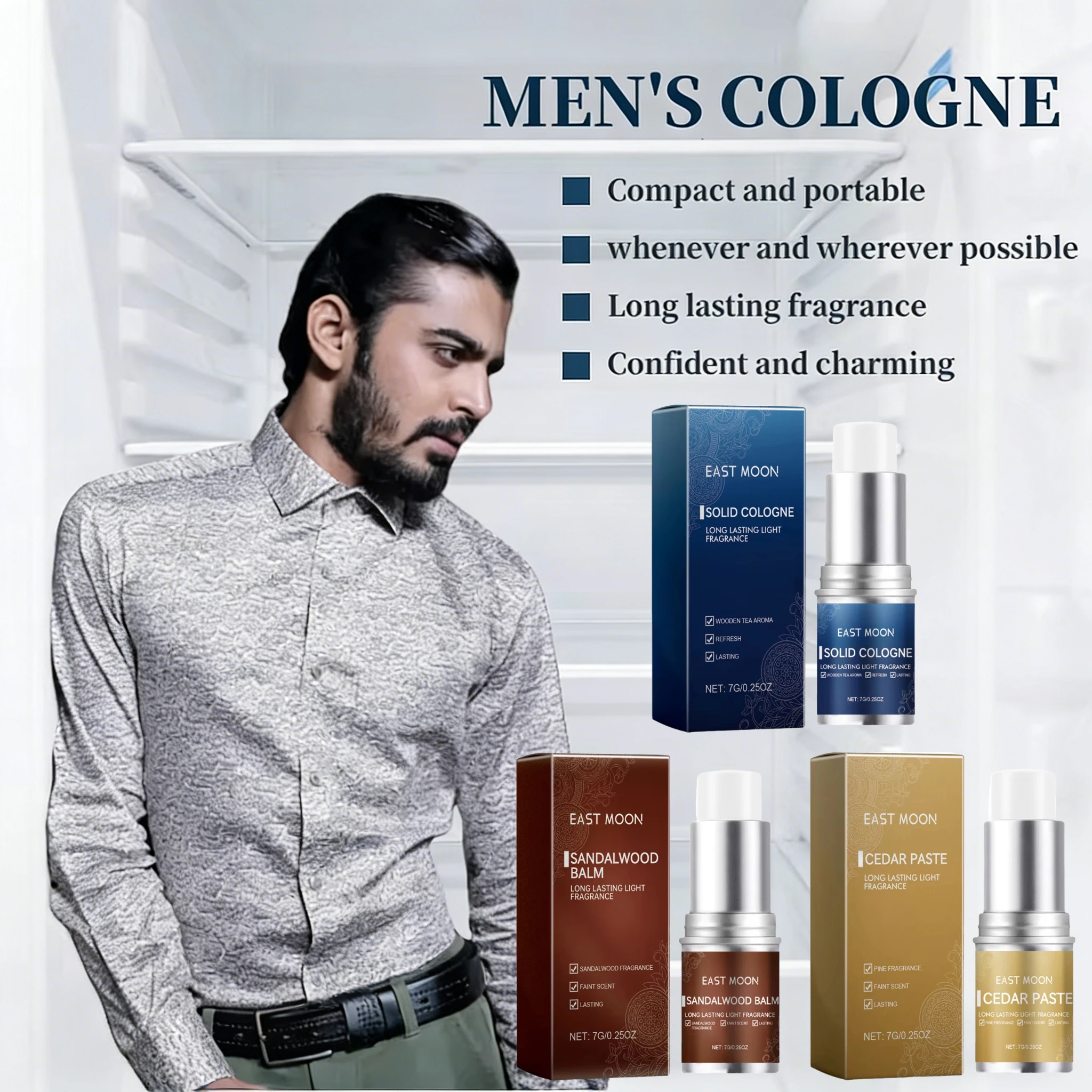 3Scents Men's Solid Cologne Lasting Fresh Cologne Pheromones Fragrance Men Deodorant Portable Woody Scent Solid Fragrance Balm_voghion.com