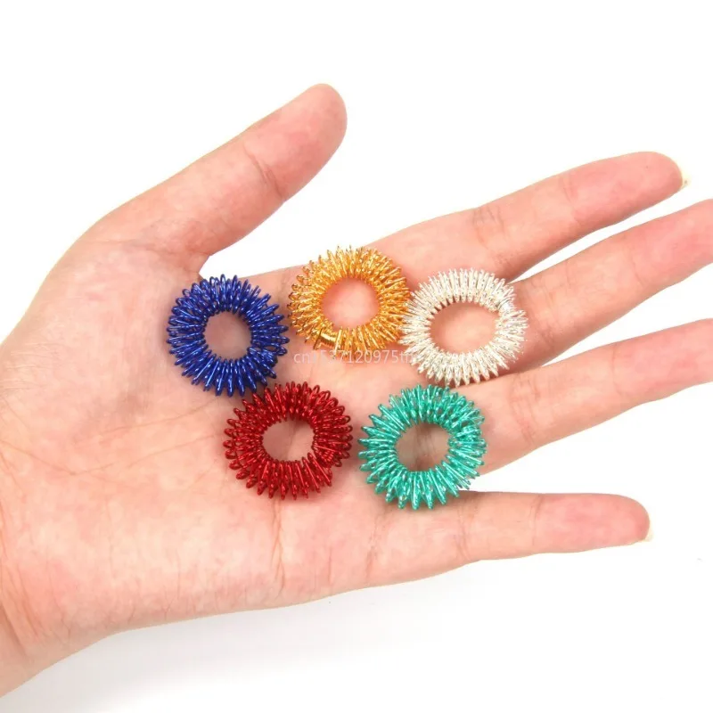 1pc New Acupressure Rings Spiky Sensory Finger Rings Set for Teens Adults Stress Reducer Massager Stress Relief Fidget Toys