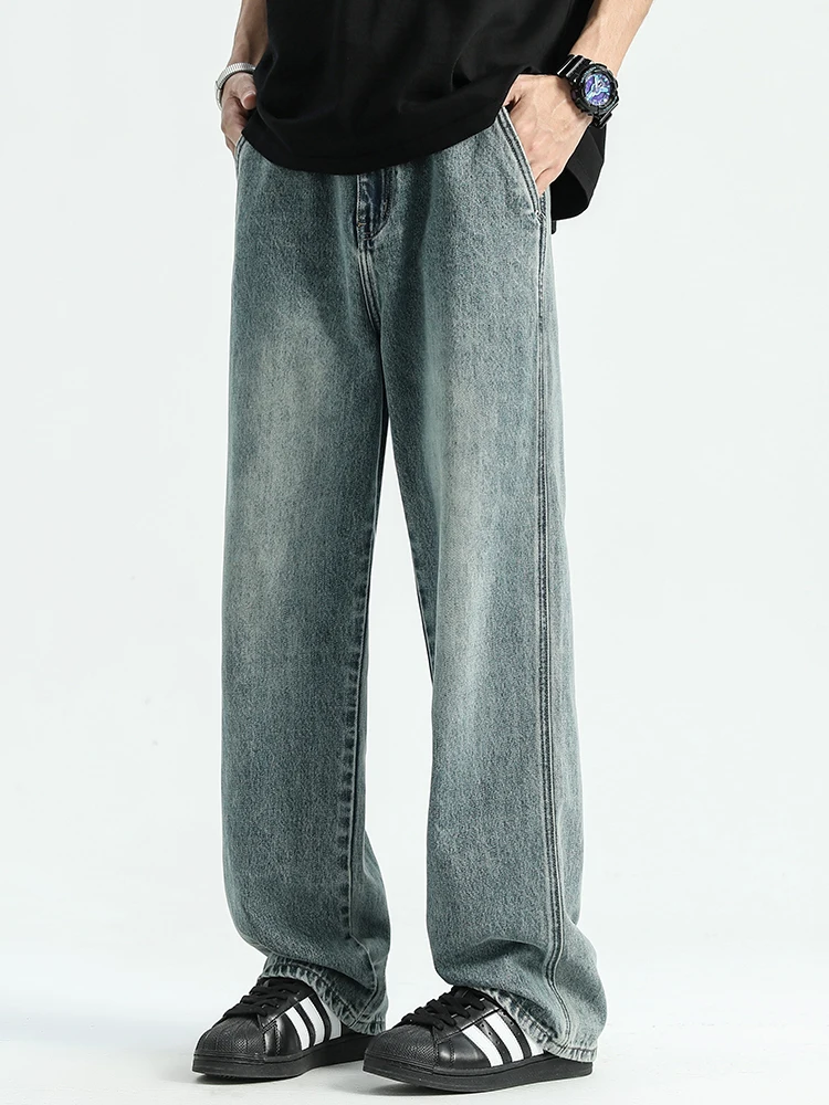 90% Cotton Jeans Men's 2024 New Fashion Retro High Street Pants Loose Casual Soft Male Brand Clothing Denim Trousers 2
