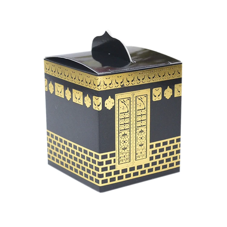 

200 pcs Ramadan 2023 Eid Adha Decoration Gold Foil Printing Mecca Kaaba Favor Gift Box