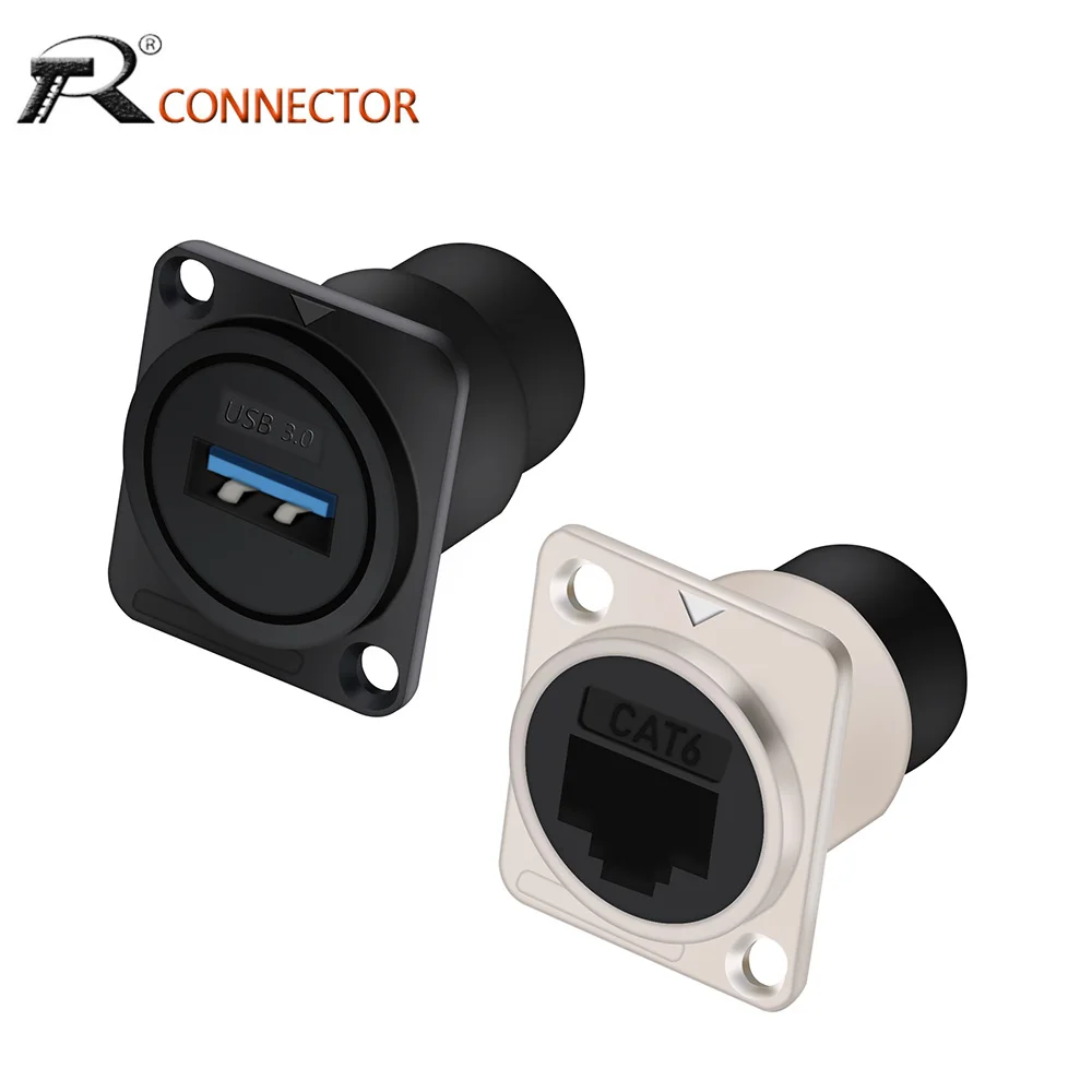 

1pc D Type USB 2.0/3.0&CAT6&Type C&HDMI-Compatible Socket Female to Female Jacks Panel Mount Electronic Connector Soldering Free