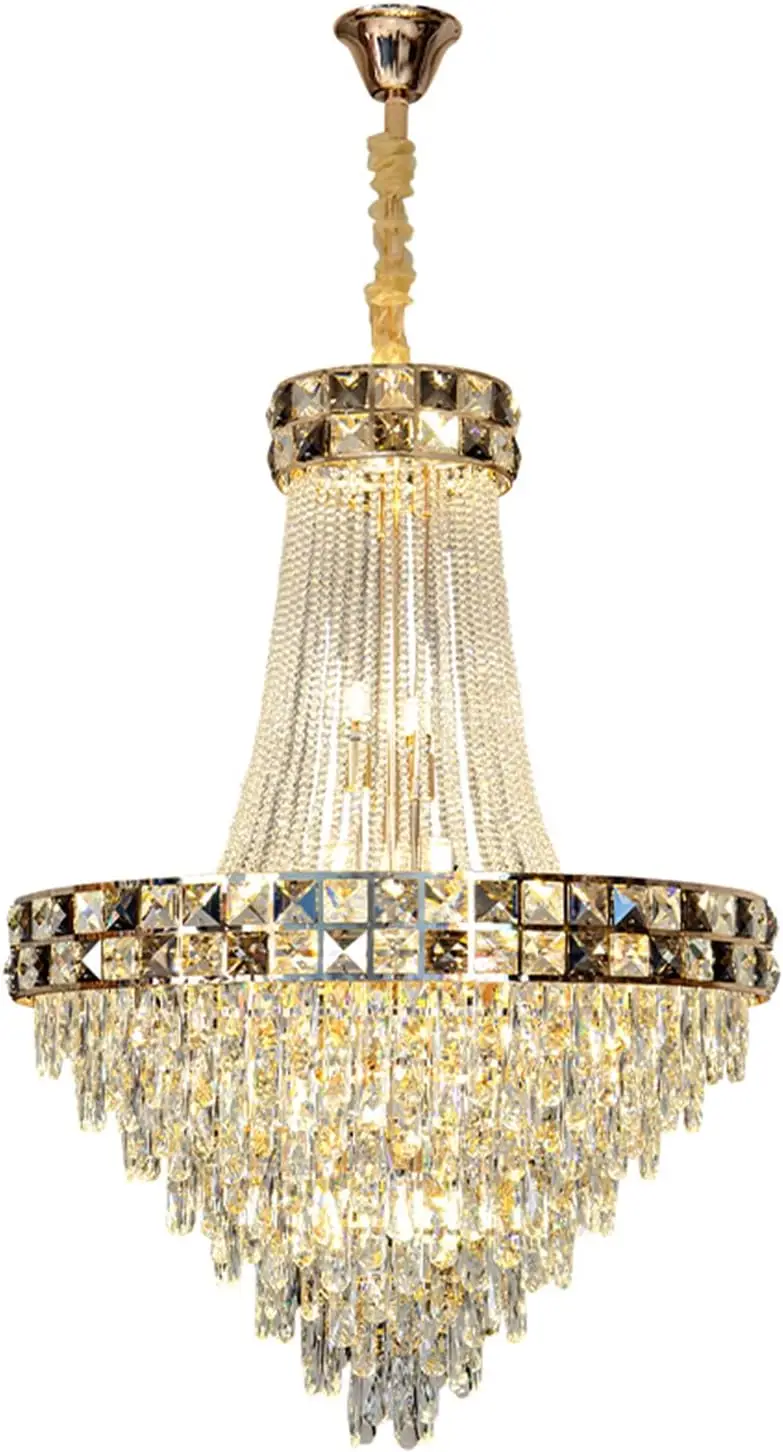 

Inch Large Crystal Chandeliers Luxury Personality Creative Pendant Light Fixtures Duplex Building Adjustable Villa Lighting