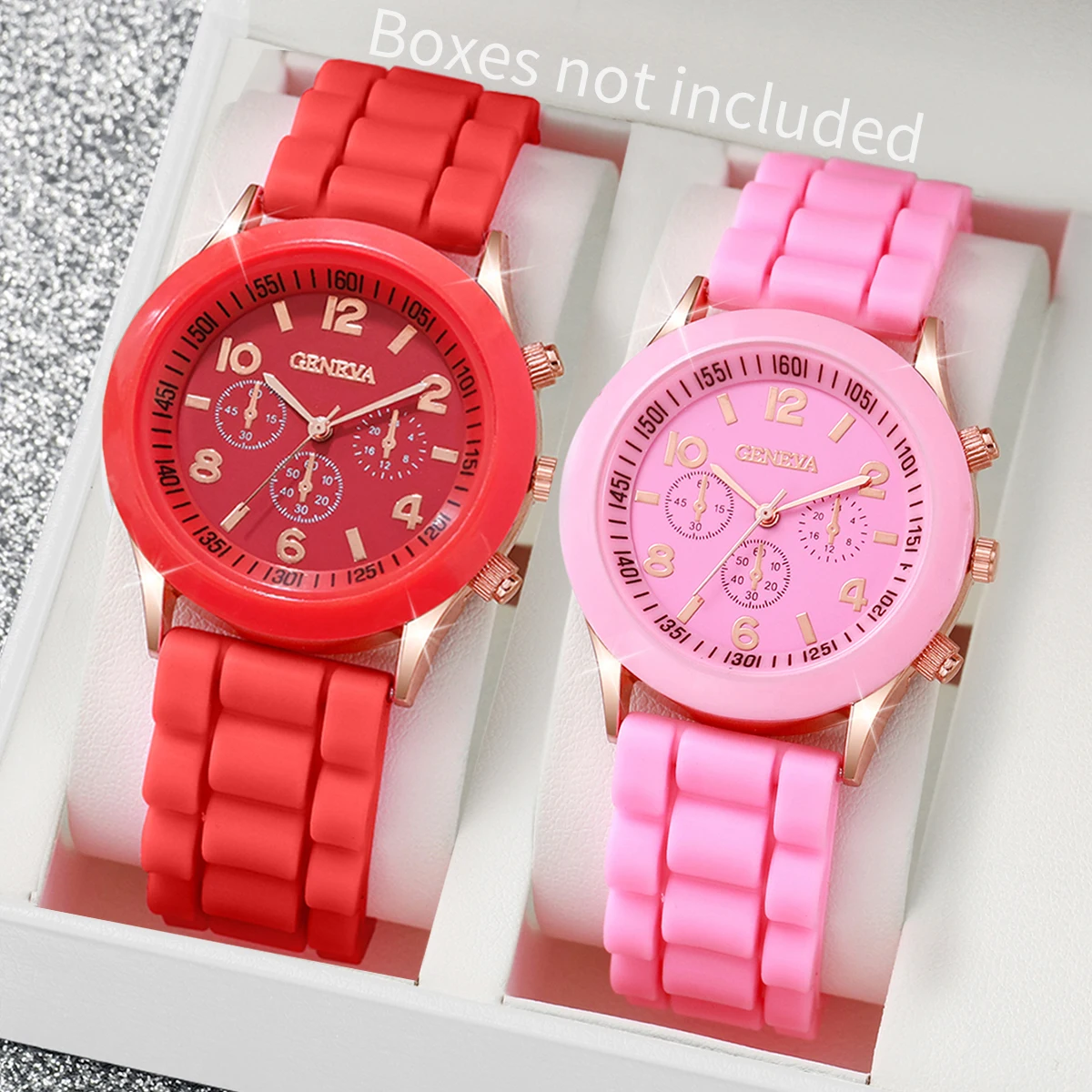 2PCS/Set Couple Watches Fashion Silicone Band Analog Quartz Watch(Without Box)