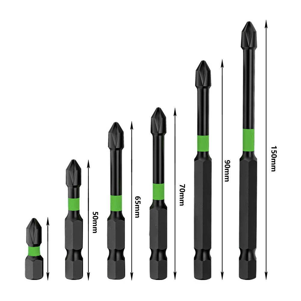 

6pcs Magnetic Batch Head Impact Strong Cross High Hardness 50/65/70/90/150mm Anti Non-slip WaterProof PH2 Screwdriver Set