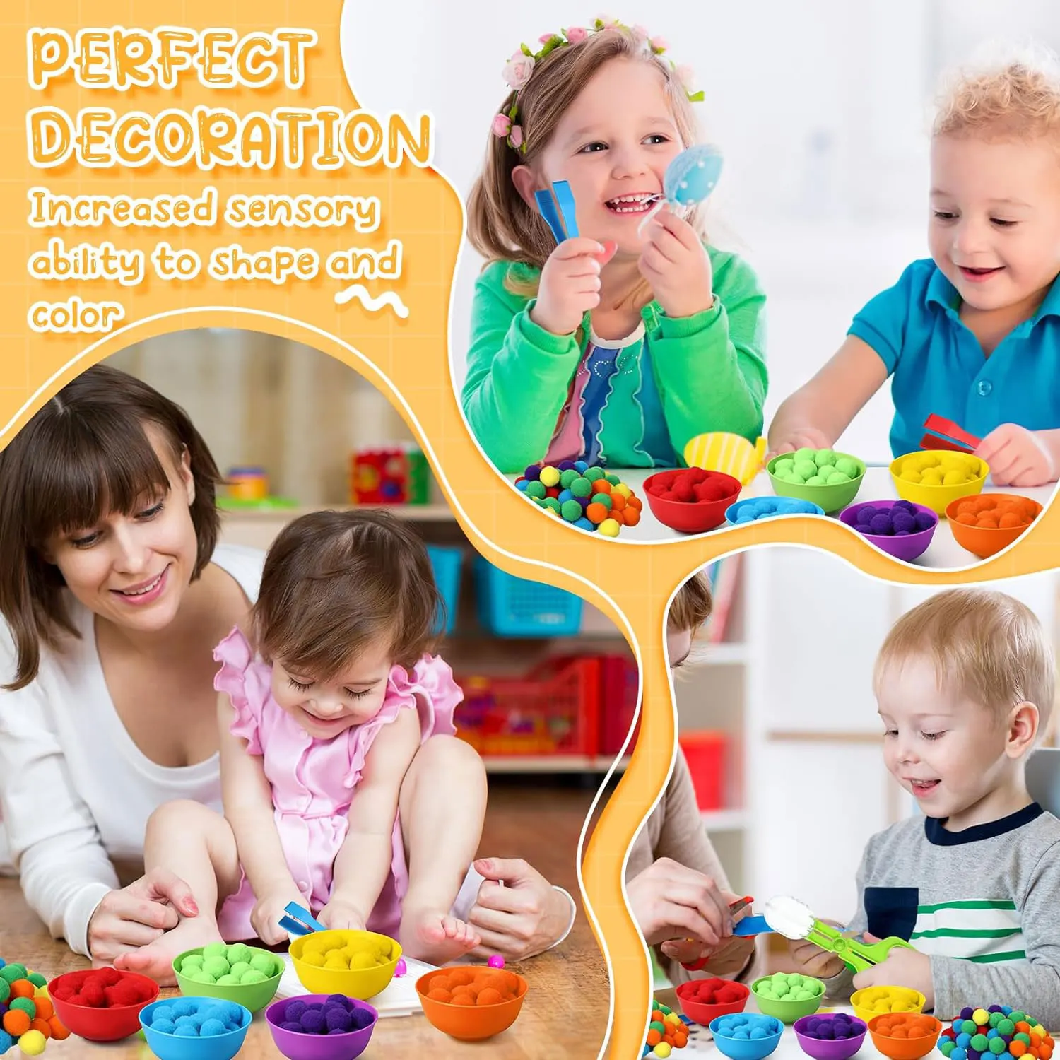Rainbow Counting Pompoms & Sorting Cups 5