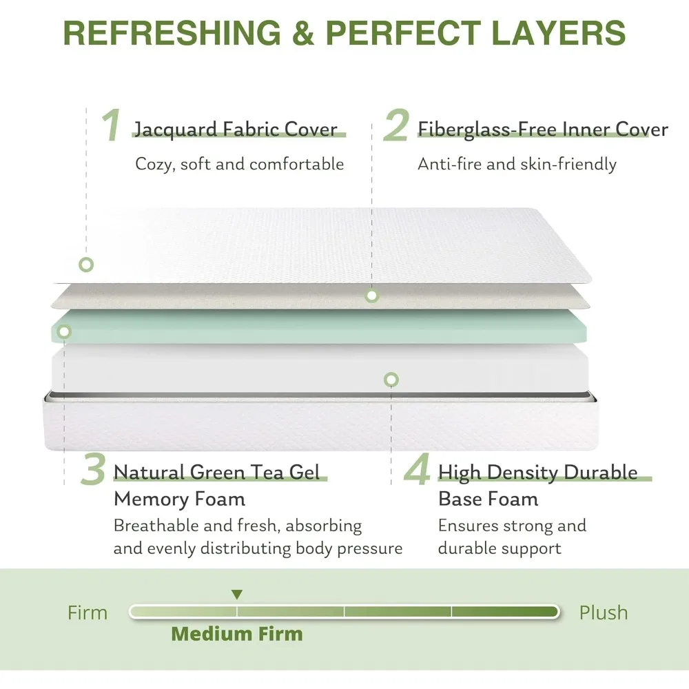 6-inch children's double memory sponge mattress with cooling green tea gel, medium hardness support to relieve pressure 3