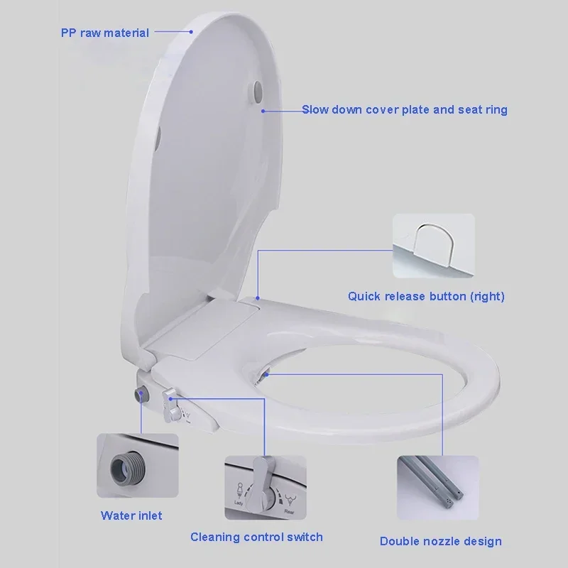 Intelligent Flushing Toilet Cover Non-Electric Female Washing Buttocks Seat Mechanical Sprayer Toilet Seat Lid toilet seat accessories