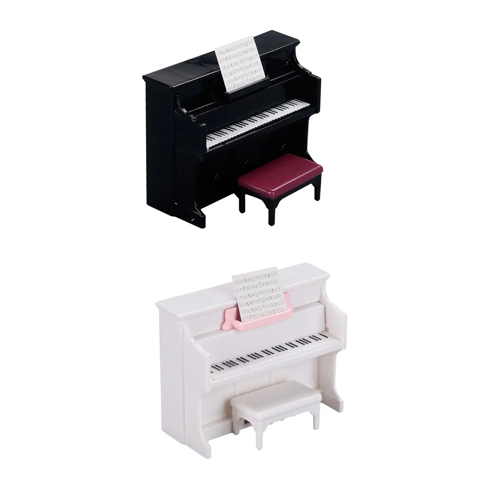 

Dollhouse Piano with Stool Grand Piano Model for 1:12 Dollhouse Playhouse