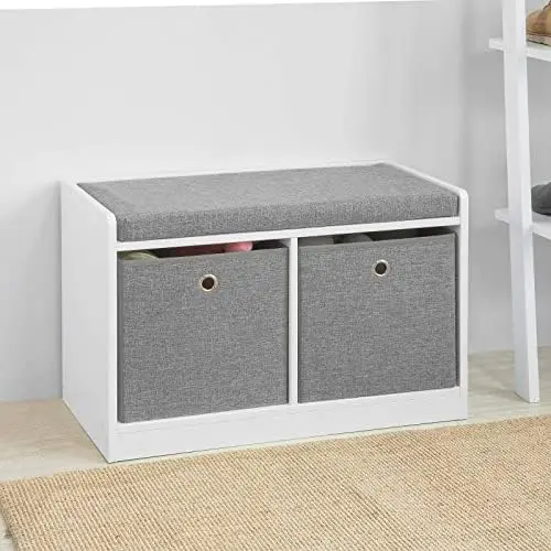 

3 Baskets Hallway Storage Bench, Shoe Bench Shoe Shoe Cabinet with Seat Cushion