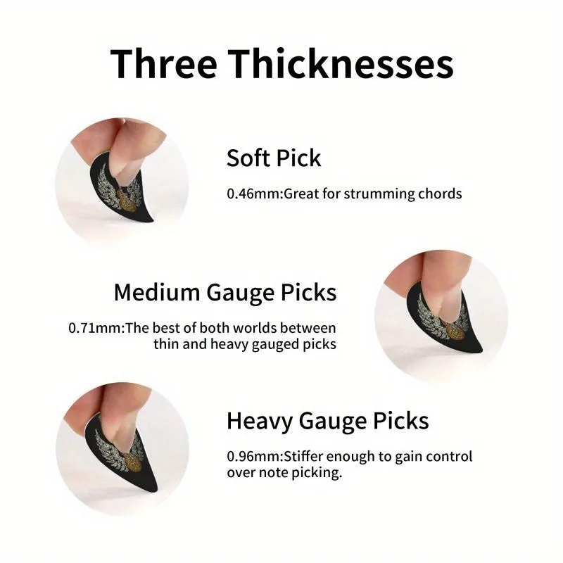 Guitar Picks 12PCS Premium ABS Material with Smooth Finish Dual-Sided Color Printing Includes PP Storage Box guitar picks