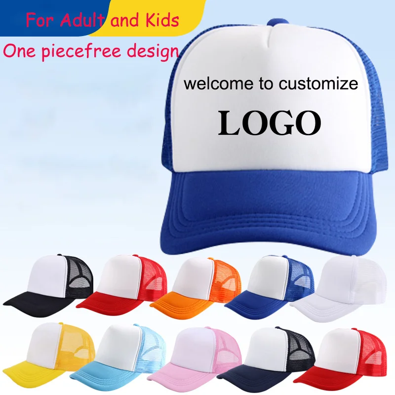 Custom Brand LOGO Personality DIY Print Trucker Hat For Kids Net Baseball Cap Men Women Blank Mesh Adjustable Sun Hat Visor