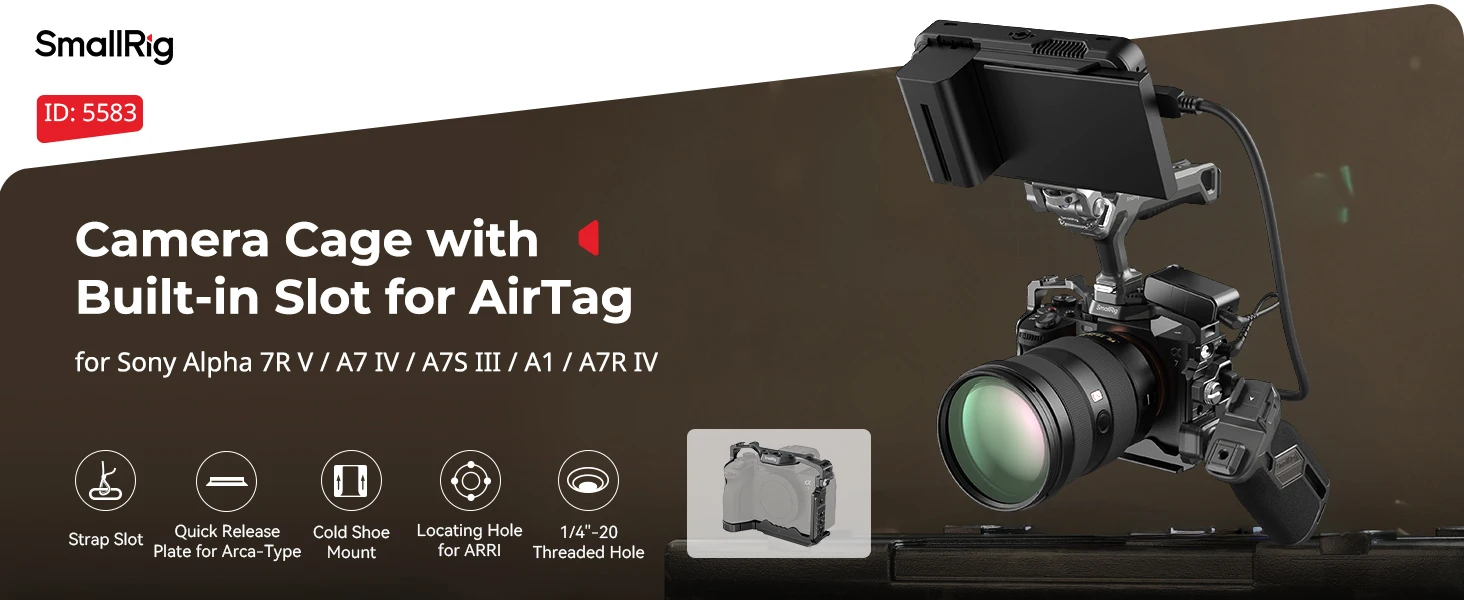 A7R V Cage with AirTag Slot for Sony Alpha 7R V / 7 IV / 7S III / 1 / 7R IV Bui