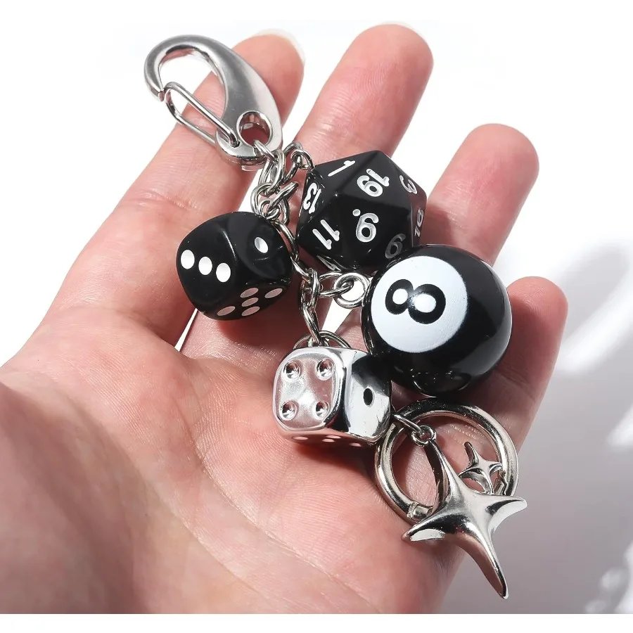 Cute Y2K 8 Ball Dice Charm Keychain