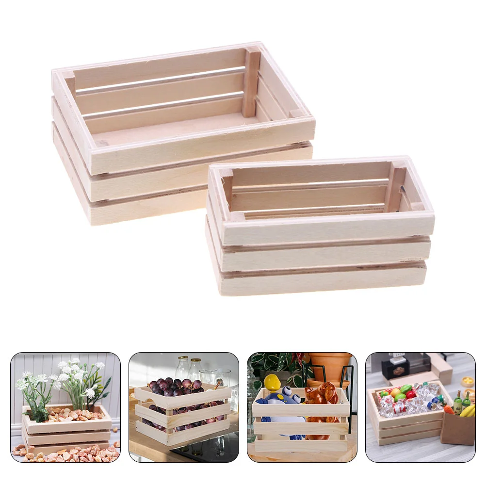 

2 Pcs Storage Baskets Decor House Miniature Accessories for Model Large Tiny
