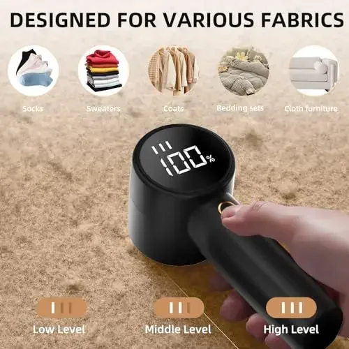 Fabric shaver rechargeable lint remover electric portable jumper remover LED displayRemoves pilling for clothes furniture sofas 2