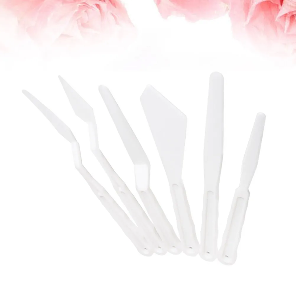 5세트 유화 칼 세트 플라스틱 주걱 팔레트 다양한 모양의 유연한 블레이드 예술가를 위한 매끄러운 표면 페인팅 도구