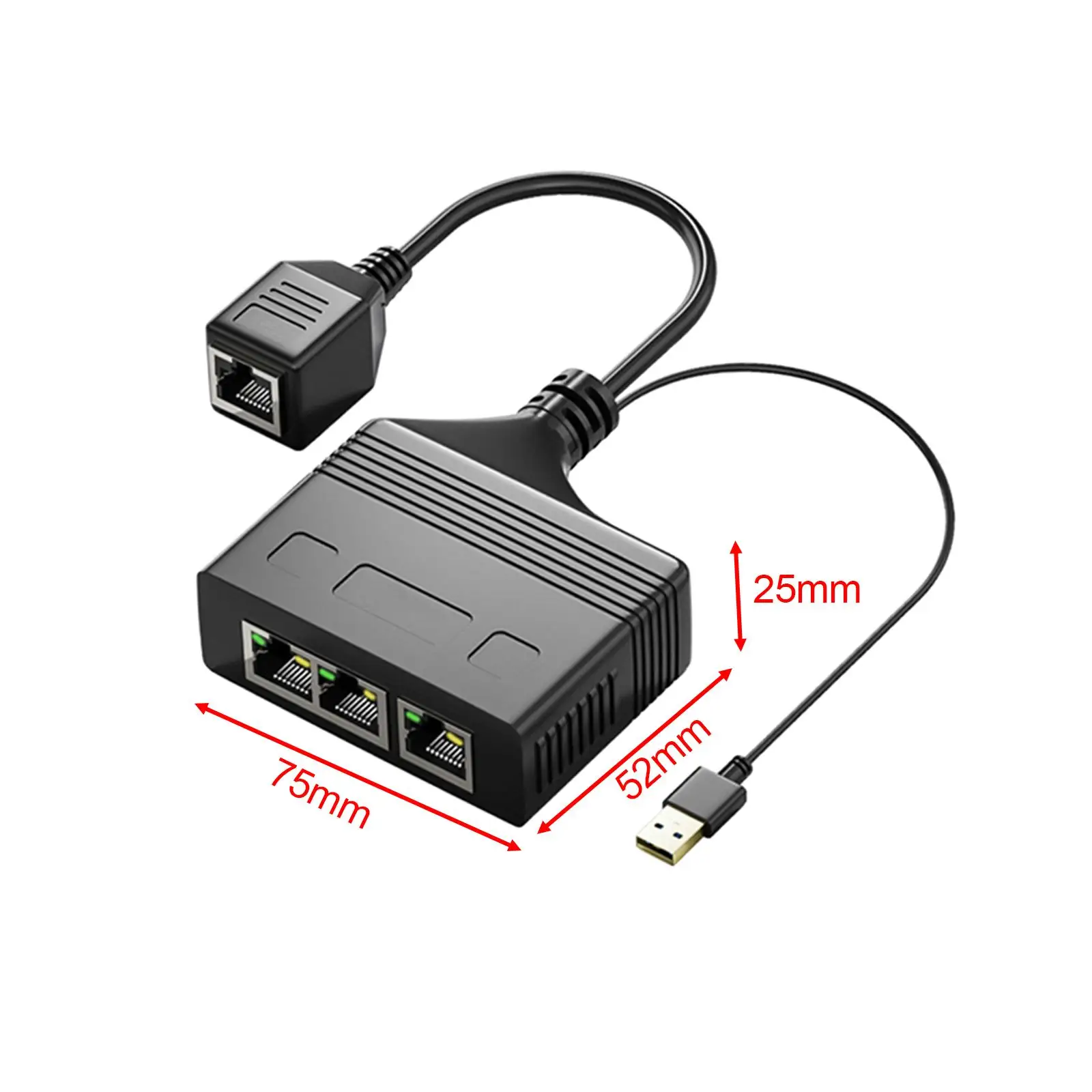 RJ45 Ethernet Splitter Extension Cable 1 to 3 Ways High Speed RJ 45 Connector Network Adapter for Cat5/5e/6/7/8 Cable