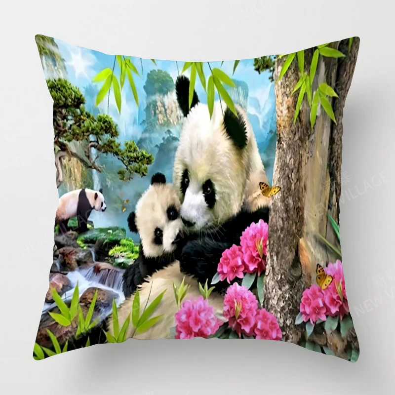 Home living room decoration cushion covers short plush Panda and Bamboo throw pillow cover45*45 pillowcase 40x40cm 50x50 45x45 6
