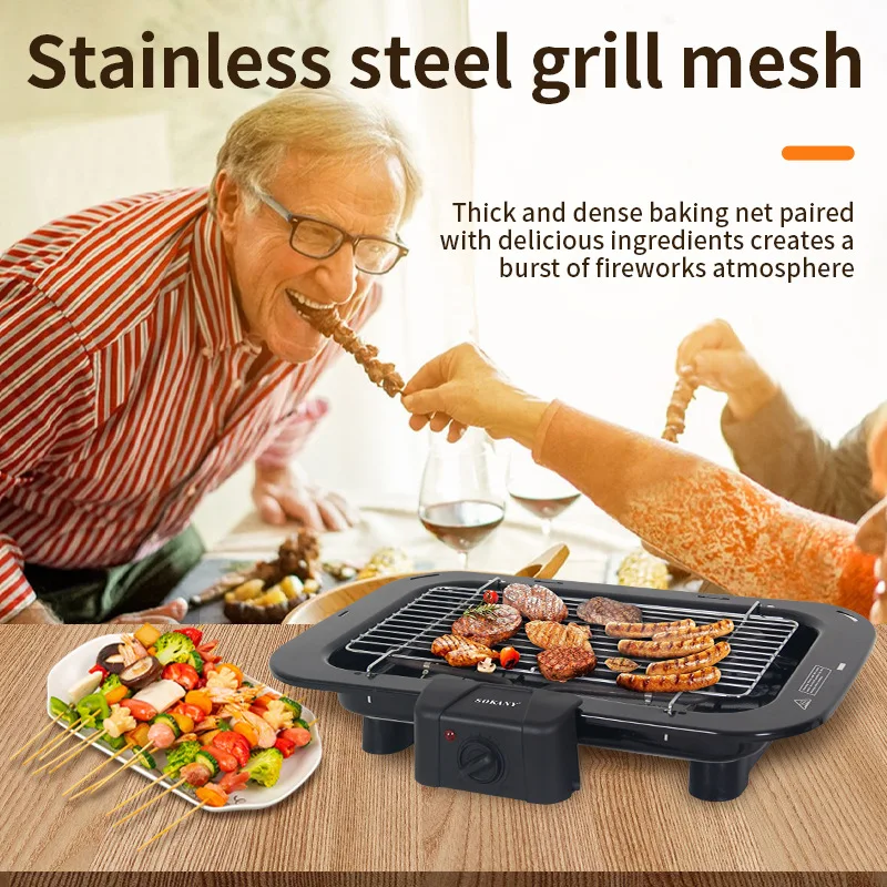 Houselin Electric Smokeless Indoor ,Grill With Non-Stick, Temperature-Adjustable, Easy-To-Clean Design For Roasting,2200W 2