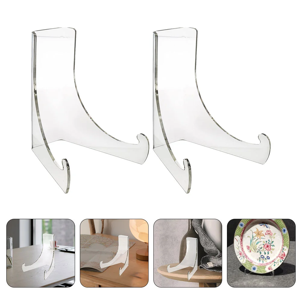 

Dish Holder Decorative Card Stand Acrylic Shelf Collection Picture Display Flat Back Easel Desktop
