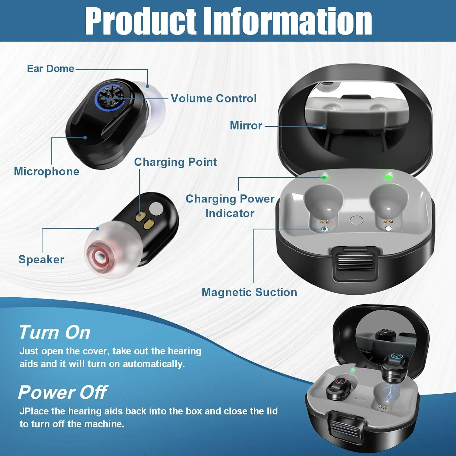 Hearing aid for the elderly, rechargeable, invisible, adjustable volume and noise reduction (four colors optional) 5