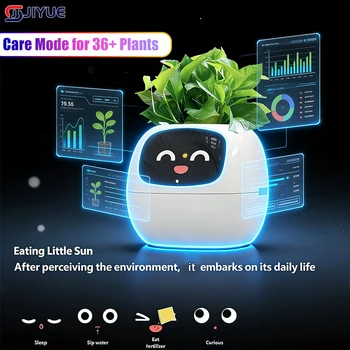 Fioriera intelligente Divertimento senza fine Espressioni multiple Pigro automatico che assorbe l'acqua Vaso da fiori Pianta in resina plastica rotonda