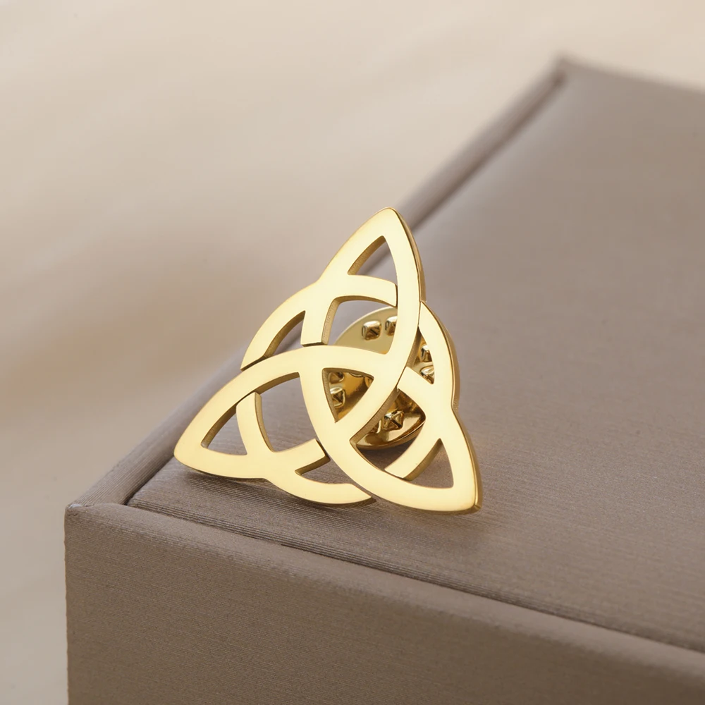 Dawapara Vintage Triquetra Brosche Damen Pin Herz Trinity Knoten Irischer Schutz Talisman Edelstahl Zubehör – Detail 15