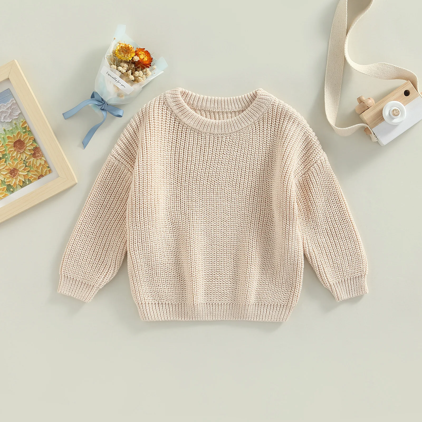 Infant Baby Boys Girls Long Sleeve Pullovers Toddler Crew Neck Sweater Toddler Cotton Fall Clothes Jumpers Tops Knitwear 1