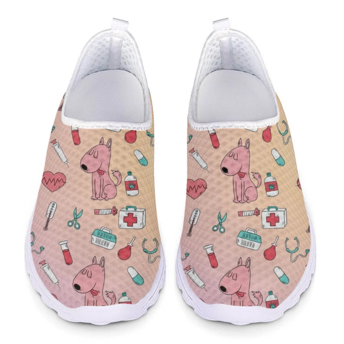 

Туфли Kawaii Dog женские сетчатые, удобные дышащие, без застежки, молодежная обувь для прогулок, больничная медицинская обувь на плоской подошве с принтом