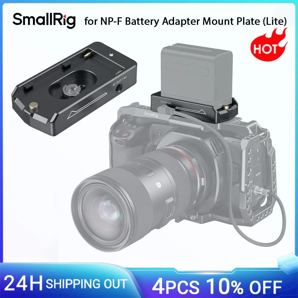 SmallRig for NP-F Battery Adapter Plate Lite for Sony NP-F Battery, w/ 12V/7.4V Output Port, LED Low Battery Indicator - 3018