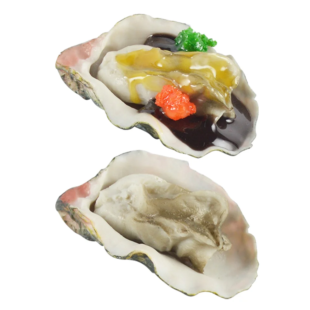 

2 Pcs Simulated Oysters Play Kitchen Accessories Decir Toy Food Simulation Pvc Pretend Seafood Photo Prop