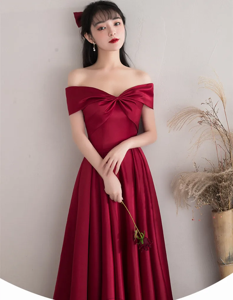 KAUNISSINA A-Line Prom Dress Elegant Off the Shoulder Satin Evening Dresses Vintage Floor Length Long Party Dress Custom Size evening gowns