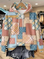 2025 Autumn Women's Hooded Sweatshirt Fashion Check Pattern Design Trendy Elements Stylish Items